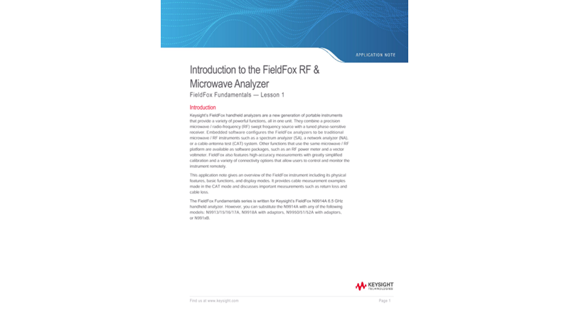 Introduction to the FieldFox RF & Microwave Analyzer